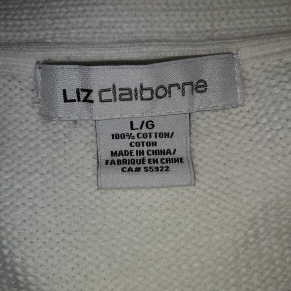 Liz Claiborne Ladies White Long Sleeve Cardigan - Picture 3 of 5